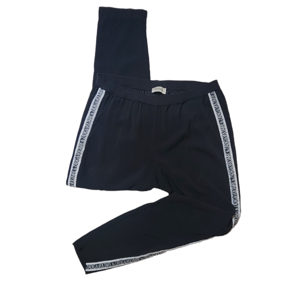Zadig & Voltaire Black Track Pants with White Stripe - Picture 5 of 11